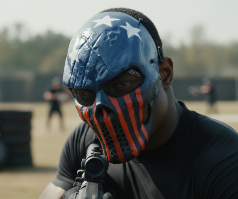 Captain Airsoft Mask Patriotic Design Protection Tool Blue White Red